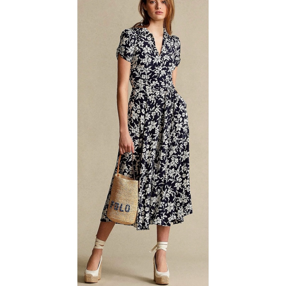 Polo Ralph Lauren Floral A-line Midi Dress sz 6
